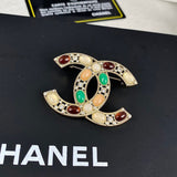 18K CC Color Crystal Diamond Brooch