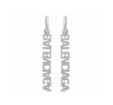 18k Balenciaga Typo Mirror Hoop Crystals Earrings