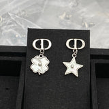 18K CD Flower & Star Gold Earrings