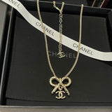 18K CC Gold Bow Tie Necklace