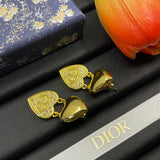 18K CD Double Heart Diamond Earrings