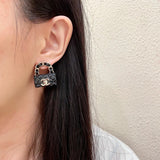 18K CC Color Bag Gold Earrings