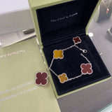 18K Lucky Carnelian and Tigers Eye Alhambra Bracelet