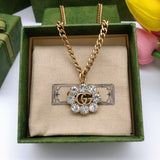 18K Double G Flower Crystals Necklace