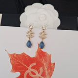 18K CC Blue Pendant Diamond Earrings