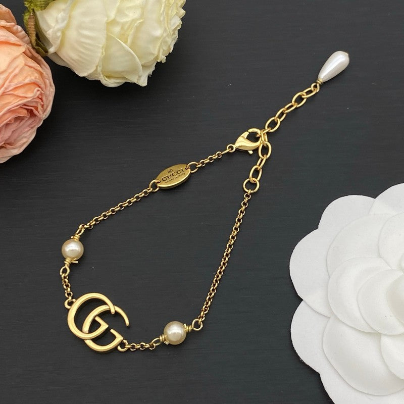 18K GG Pearl Chain Bracelet