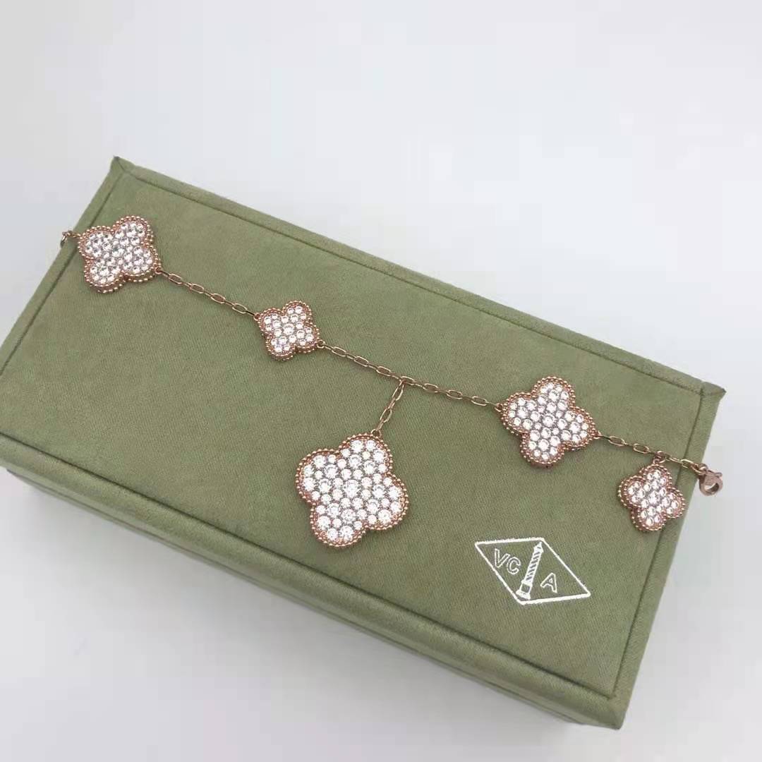 18K Magic Alhambra Five Motifs Diamonds Bracelet