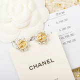 18K CC Pearl Gold Earrings