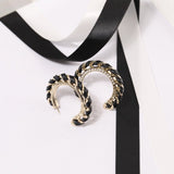18K CC Black & Red Leather Earrings