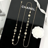 18K CC Long Diamond & Pearl Necklace