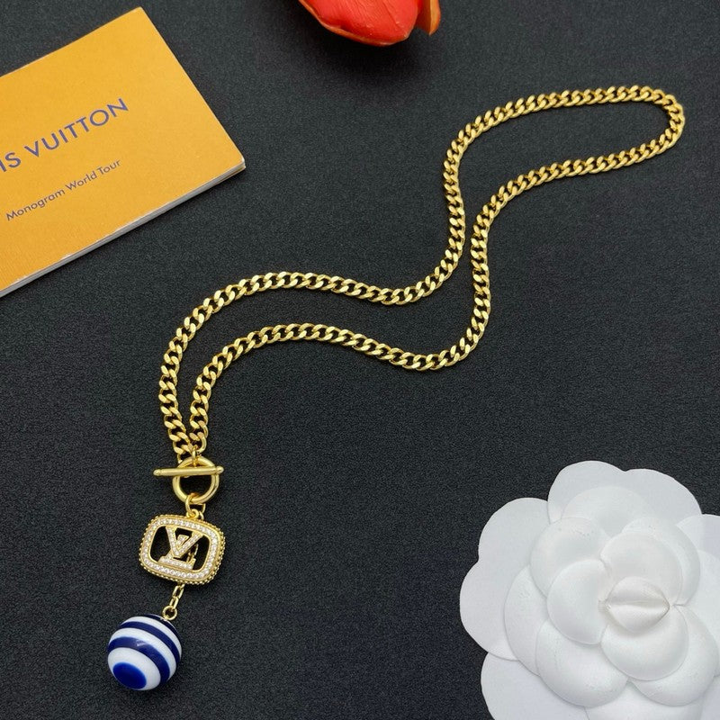18K Louis Blue & White Ball Gold Necklace