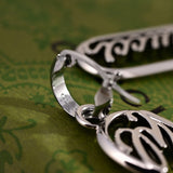 18K GG White Gold Script Earrings