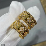 18K Yellow Gold Perlée Clovers Hoop Earrings