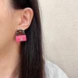 18K CC Color Bag Gold Earrings