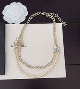 18K CC Pearls Crystals Necklace