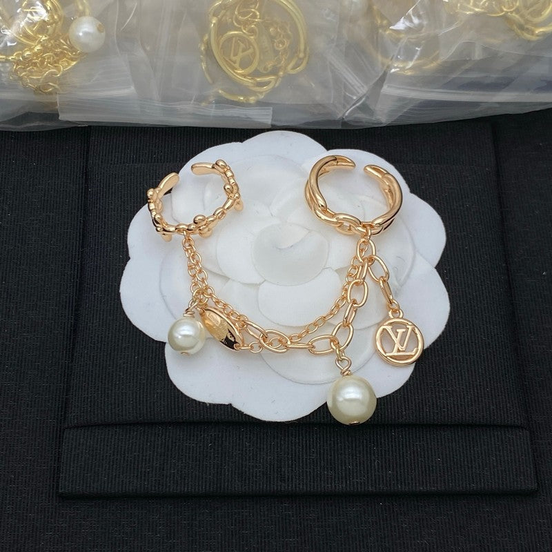 18K Louis Chain Pearl Ring