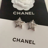 18K CC Star Diamond White Gold Earrings
