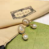 18K Double G Flower Pearl Earrings