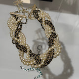 18K CC Pearls Choker Gold Necklace