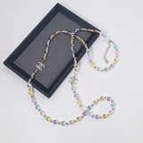 18K CC Color Crystal Long Necklace