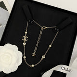 18K CC 25B Heart Crystal Pearl Necklace
