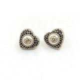 18K CHANEL CC Heart Crystals Earrings