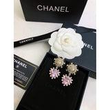 18K CC Heart Pink Crystal Earrings