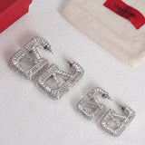 18K Vlogo Crystals Earrings