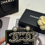 18K CC Leather Gold Earrings