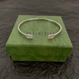 18K Double G Running Diamond Cuff Bracelet