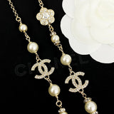 18K CC Long Diamond & Pearl Necklace