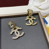 18K CC Pendant Crystal Earrings