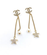 18K CC Pearl & Star Earrings