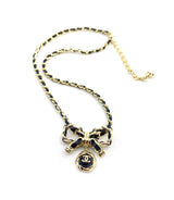 18K CC Rhinestone Bow Tie Necklace