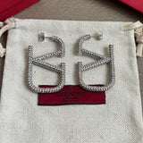 18K Vlogo Diamond Earrings