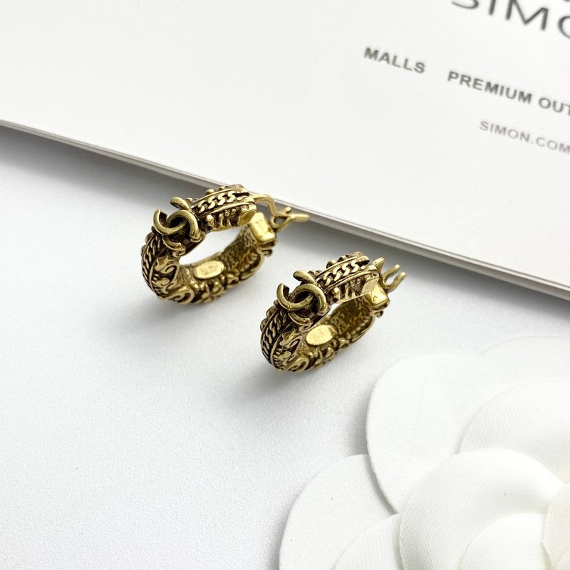 18K CC 24C Vintage Gold Earrings