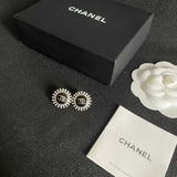 18K CC Vintage Black Diamond Earrings