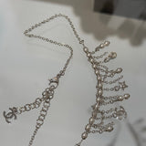 18K CC 26C Pearl Diamond Tassel Choker Necklace