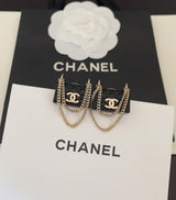18K CC Black Bag Pendant Earrings