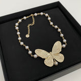 18K CD Butterfly Pearls Bracelet