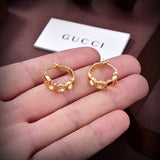18K Double G Script Earrings