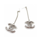 18K CHANEL CC Long Crystals Earrings
