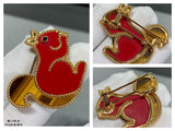 18K Lucky Animals Squirrel Clip Brooch