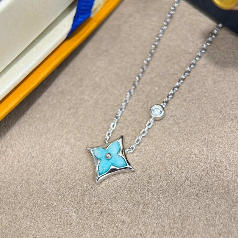 18K Louis Blue Color Blossom Necklace