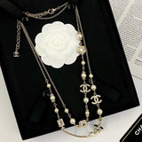 18K CC Long Diamond & Pearl Necklace