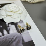 18K CC 25K Black Gold Earrings