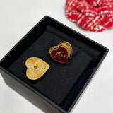 18K CC 26P Black & Red Heart Earrings