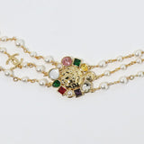 18K CC Color Crystal Long Pearl Necklace
