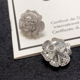 18K CC Camellia Diamond Earrings
