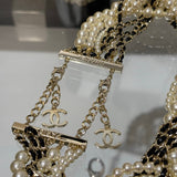 18K CC Pearls Choker Gold Necklace